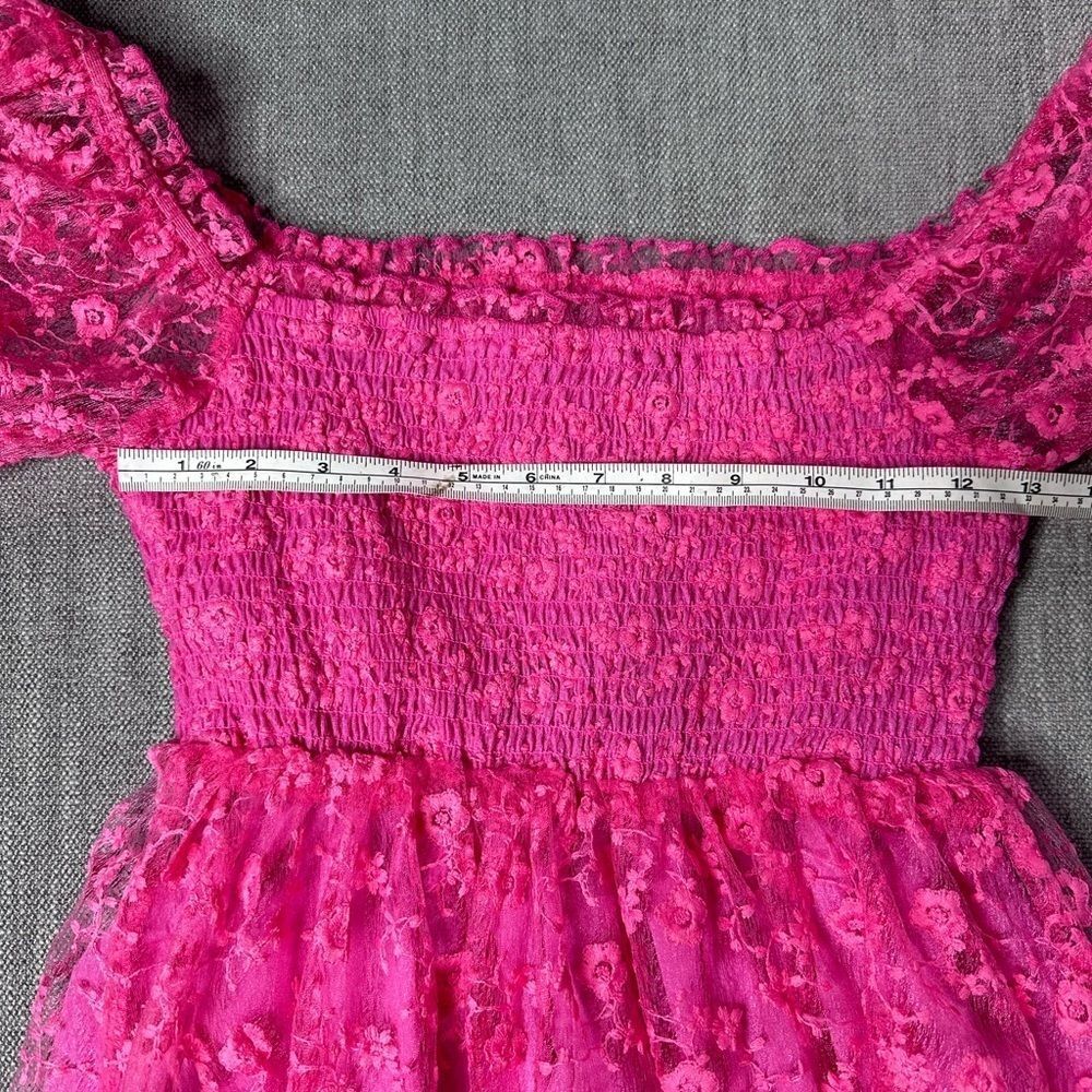 Babydoll Mini Dress Smocking Shirring Fuscia Size Small NWT - Picture 8 of 9